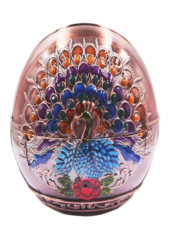 Hourwof Smokeless Ashtray with Lid,Peacock Windproof Ashtrays for Outdoor Patio Balcony,Metal Cigarettes Ash Tray for Home Office Tabletop Decor,Birthday Housewarming Gift,Copper - Image 2
